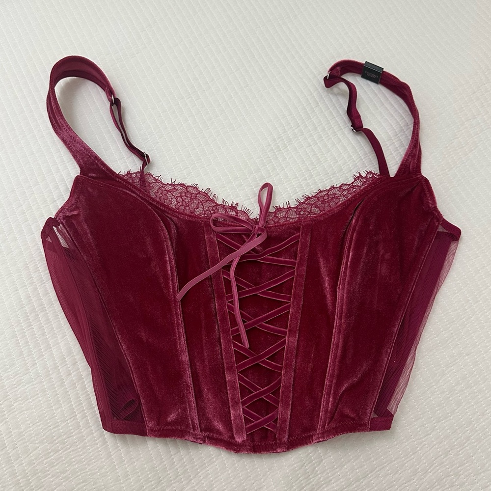 Victoria's Secret Burgundy Corset Bra Top